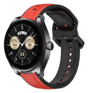 For Huawei Watch Buds 22mm Convex Loop Two-Color Silicone Watch Band(Red+Black)