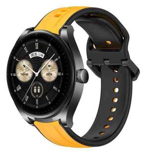 For Huawei Watch Buds 22mm Convex Loop Two-Color Silicone Watch Band(Yellow+Black)