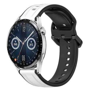 For Huawei Watch GT3 46mm 22mm Convex Loop Two-Color Silicone Watch Band(White+Black)