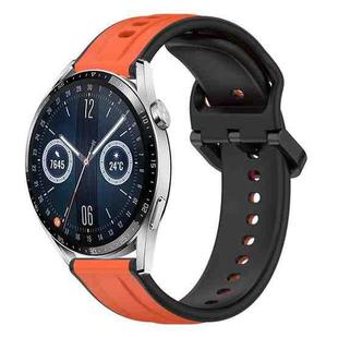 For Huawei Watch GT3 46mm 22mm Convex Loop Two-Color Silicone Watch Band(Orange+Black)
