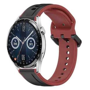 For Huawei Watch GT3 46mm 22mm Convex Loop Two-Color Silicone Watch Band(Black+Red)