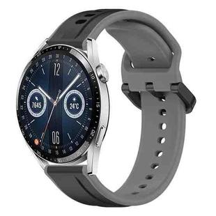 For Huawei Watch GT3 46mm 22mm Convex Loop Two-Color Silicone Watch Band(Black+Grey)