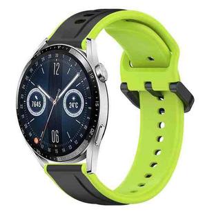 For Huawei Watch GT3 46mm 22mm Convex Loop Two-Color Silicone Watch Band(Black+Lime)