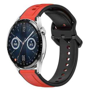 For Huawei Watch GT3 46mm 22mm Convex Loop Two-Color Silicone Watch Band(Red+Black)