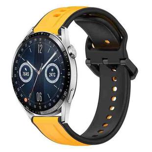 For Huawei Watch GT3 46mm 22mm Convex Loop Two-Color Silicone Watch Band(Yellow+Black)