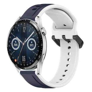 For Huawei Watch GT3 46mm 22mm Convex Loop Two-Color Silicone Watch Band(Midnight Blue+White)