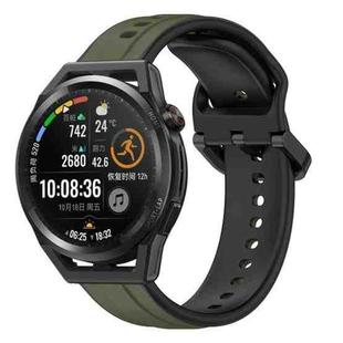 For Huawei Watch GT Runner 22mm Convex Loop Two-Color Silicone Watch Band(Dark Green+Black)
