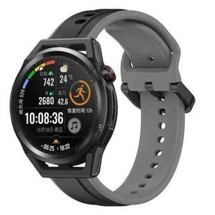 For Huawei Watch GT Runner 22mm Convex Loop Two-Color Silicone Watch Band(Black+Grey)