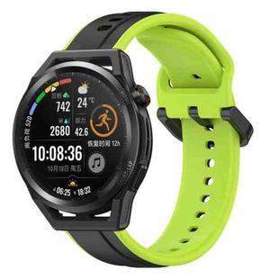 For Huawei Watch GT Runner 22mm Convex Loop Two-Color Silicone Watch Band(Black+Lime)