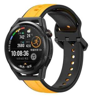 For Huawei Watch GT Runner 22mm Convex Loop Two-Color Silicone Watch Band(Yellow+Black)
