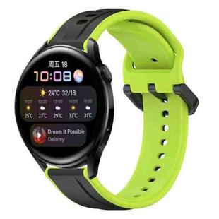 For Huawei Watch 3 22mm Convex Loop Two-Color Silicone Watch Band(Black+Lime)