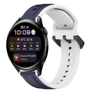 For Huawei Watch 3 22mm Convex Loop Two-Color Silicone Watch Band(Midnight Blue+White)