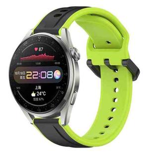 For Huawei Watch 3 Pro 22mm Convex Loop Two-Color Silicone Watch Band(Black+Lime)