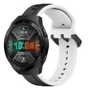 For Huawei Watch GT 2E 22mm Convex Loop Two-Color Silicone Watch Band(Black+White)