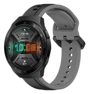 For Huawei Watch GT 2E 22mm Convex Loop Two-Color Silicone Watch Band(Black+Grey)