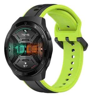 For Huawei Watch GT 2E 22mm Convex Loop Two-Color Silicone Watch Band(Black+Lime)