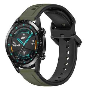 For Huawei GT2 46mm 22mm Convex Loop Two-Color Silicone Watch Band(Dark Green+Black)