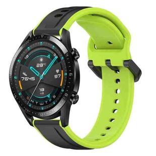For Huawei GT2 46mm 22mm Convex Loop Two-Color Silicone Watch Band(Black+Lime)