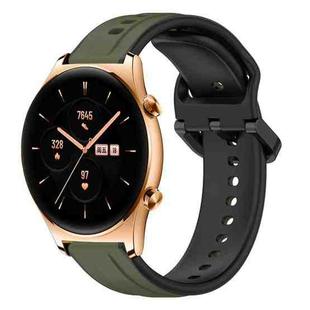 For Honor Watch GS 3 22mm Convex Loop Two-Color Silicone Watch Band(Dark Green+Black)