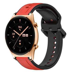 For Honor Watch GS 3 22mm Convex Loop Two-Color Silicone Watch Band(Red+Black)