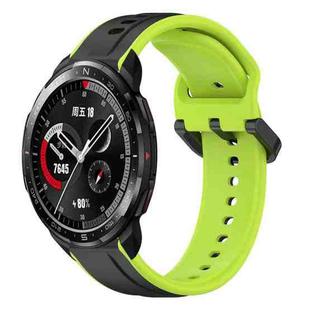 For Honor Watch GS Pro 22mm Convex Loop Two-Color Silicone Watch Band(Black+Lime)