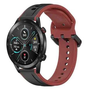 For Honor Magic Watch 2 46mm 22mm Convex Loop Two-Color Silicone Watch Band(Black+Red)