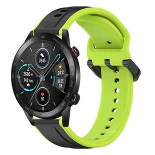 For Honor Magic Watch 2 46mm 22mm Convex Loop Two-Color Silicone Watch Band(Black+Lime)