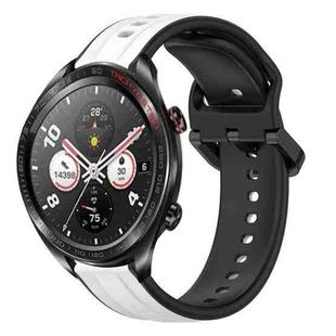 For Honor Watch Dream 22mm Convex Loop Two-Color Silicone Watch Band(White+Black)