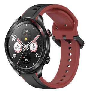 For Honor Watch Dream 22mm Convex Loop Two-Color Silicone Watch Band(Black+Red)