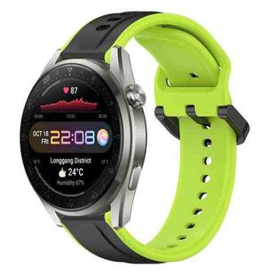 For Huawei Watch 3 Pro New 22mm Convex Loop Two-Color Silicone Watch Band(Black+Lime)