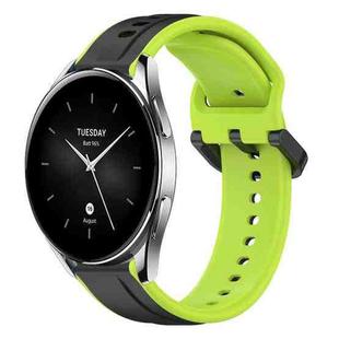 For Xiaomi Watch S2 46mm 22mm Convex Loop Two-Color Silicone Watch Band(Black+Lime)
