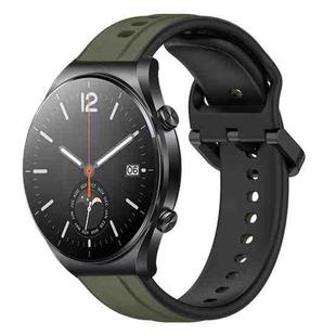 For Xiaomi MI Watch S1 22mm Convex Loop Two-Color Silicone Watch Band(Dark Green+Black)