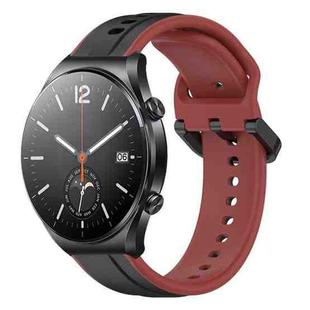 For Xiaomi MI Watch S1 22mm Convex Loop Two-Color Silicone Watch Band(Black+Red)