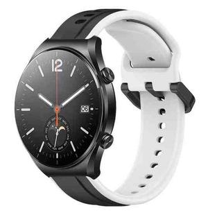 For Xiaomi MI Watch S1 22mm Convex Loop Two-Color Silicone Watch Band(Black+White)