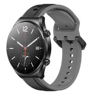 For Xiaomi MI Watch S1 22mm Convex Loop Two-Color Silicone Watch Band(Black+Grey)