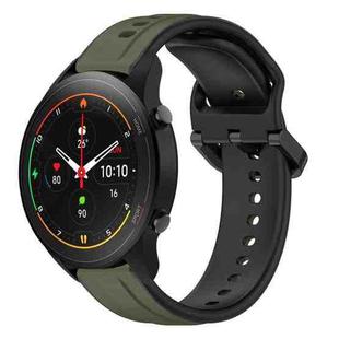For Xiaomi MI Watch S1 Pro 22mm Convex Loop Two-Color Silicone Watch Band(Dark Green+Black)