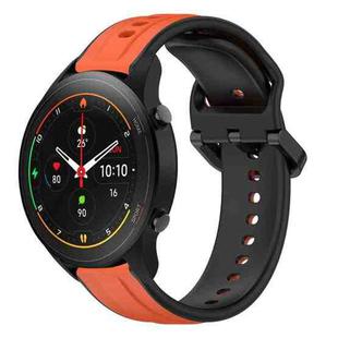 For Xiaomi MI Watch S1 Pro 22mm Convex Loop Two-Color Silicone Watch Band(Orange+Black)