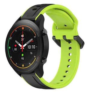 For Xiaomi MI Watch S1 Pro 22mm Convex Loop Two-Color Silicone Watch Band(Black+Lime)