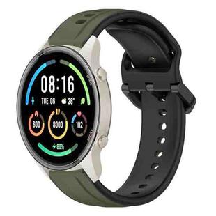 For Xiaomi MI Watch Sport 22mm Convex Loop Two-Color Silicone Watch Band(Dark Green+Black)