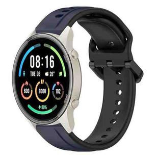 For Xiaomi MI Watch Sport 22mm Convex Loop Two-Color Silicone Watch Band(Midnight Blue+Black)