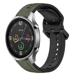 For Xiaomi MI Watch Color 22mm Convex Loop Two-Color Silicone Watch Band(Dark Green+Black)