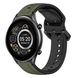 For Xiaomi Haylou RT2 LS10 22mm Convex Loop Two-Color Silicone Watch Band(Dark Green+Black)