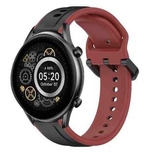 For Xiaomi Haylou RT2 LS10 22mm Convex Loop Two-Color Silicone Watch Band(Black+Red)