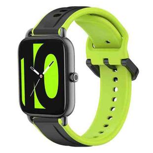 For  Xiaomi Haylou RS4 LS12 22mm Convex Loop Two-Color Silicone Watch Band(Black+Lime)