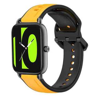 For  Xiaomi Haylou RS4 LS12 22mm Convex Loop Two-Color Silicone Watch Band(Yellow+Black)