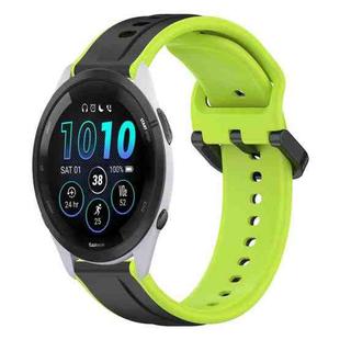 For Garmin Forerunner 265 22mm Convex Loop Two-Color Silicone Watch Band(Black+Lime)
