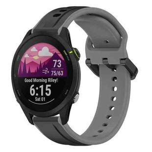 For Garmin Forerunner 255 Music 22mm Convex Loop Two-Color Silicone Watch Band(Black+Grey)
