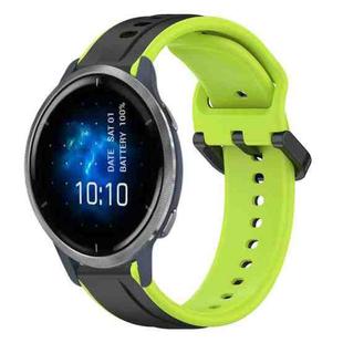 For Garmin Venu 2 22mm Convex Loop Two-Color Silicone Watch Band(Black+Lime)