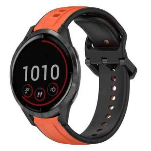 For Garmin Vivoactive4 22mm Convex Loop Two-Color Silicone Watch Band(Orange+Black)