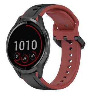 For Garmin Vivoactive4 22mm Convex Loop Two-Color Silicone Watch Band(Black+Red)